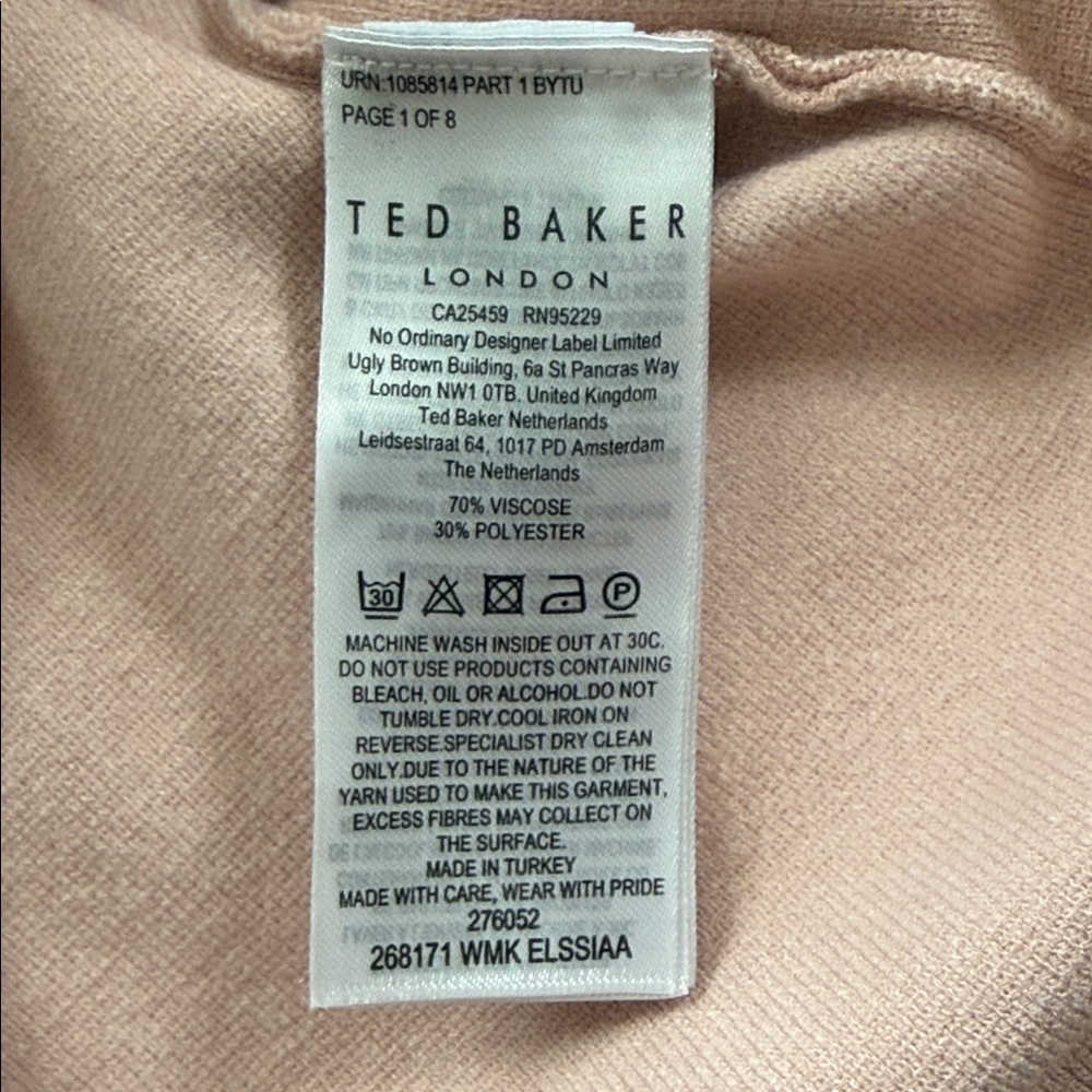 Ted Baker Pink & white Graphic Crewneck Knit Sweater Size 2 - Picture 6 of 10